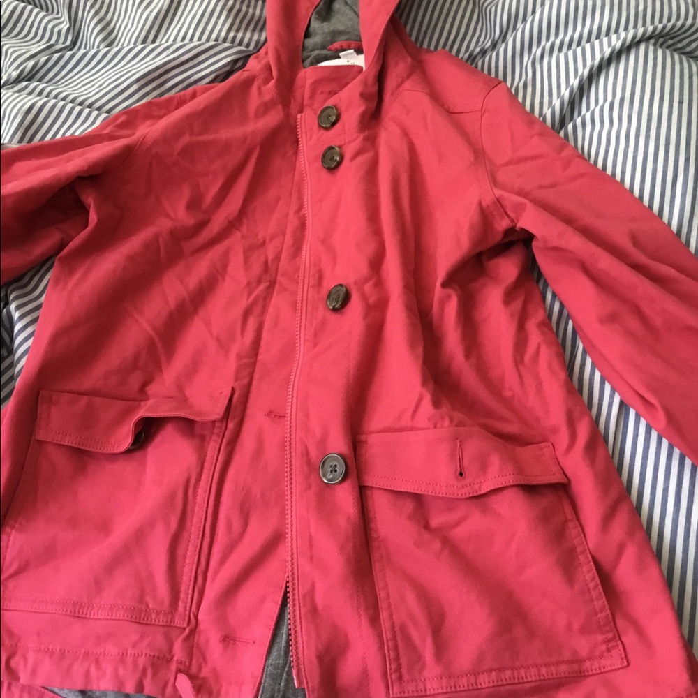Pink J.Jill zip-up jacket w/ hood. Never been worn